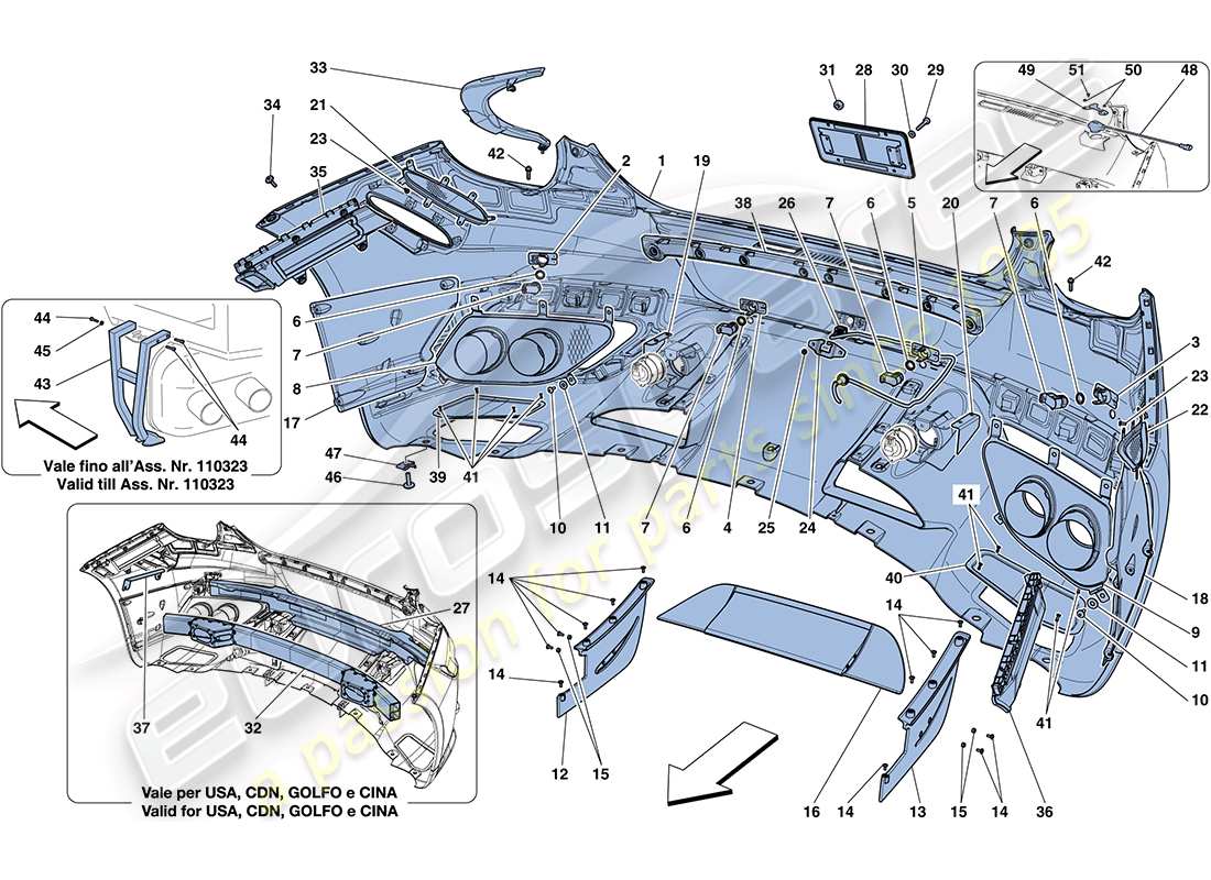 ferrari ff (europe) rear bumper part diagram