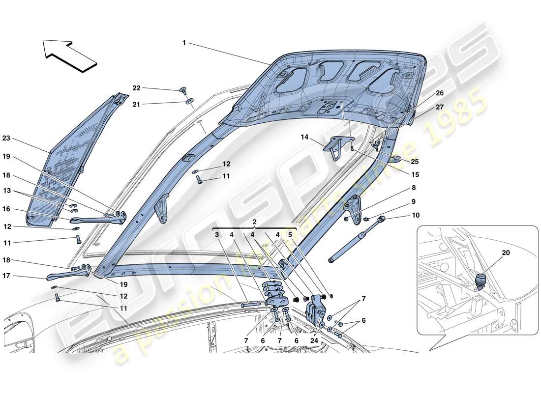 ferrari 458 speciale (europe) engine compartment lid part diagram