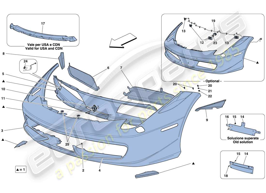 ferrari 458 italia (usa) front bumper part diagram