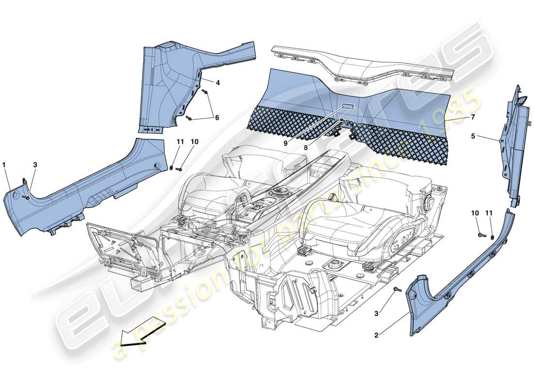 ferrari f12 tdf (europe) interior trim part diagram