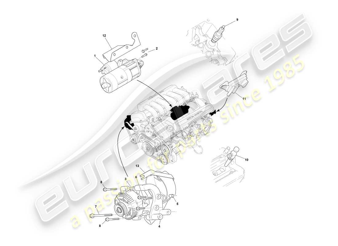 aston martin db7 vantage (2004) engine electrical components part diagram