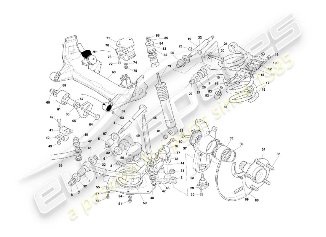 aston martin db7 vantage (2004) front suspension part diagram