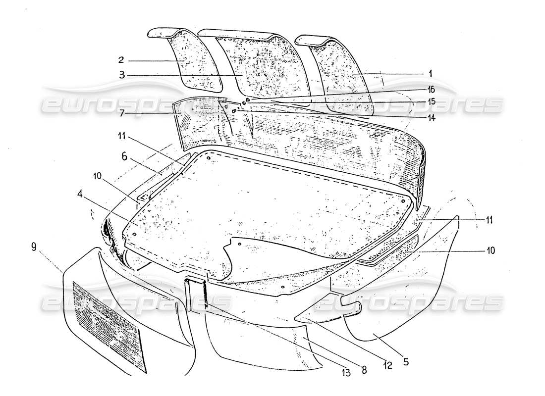 ferrari 330 gt 2+2 (coachwork) boot carpet (edition 1 + 2) part diagram