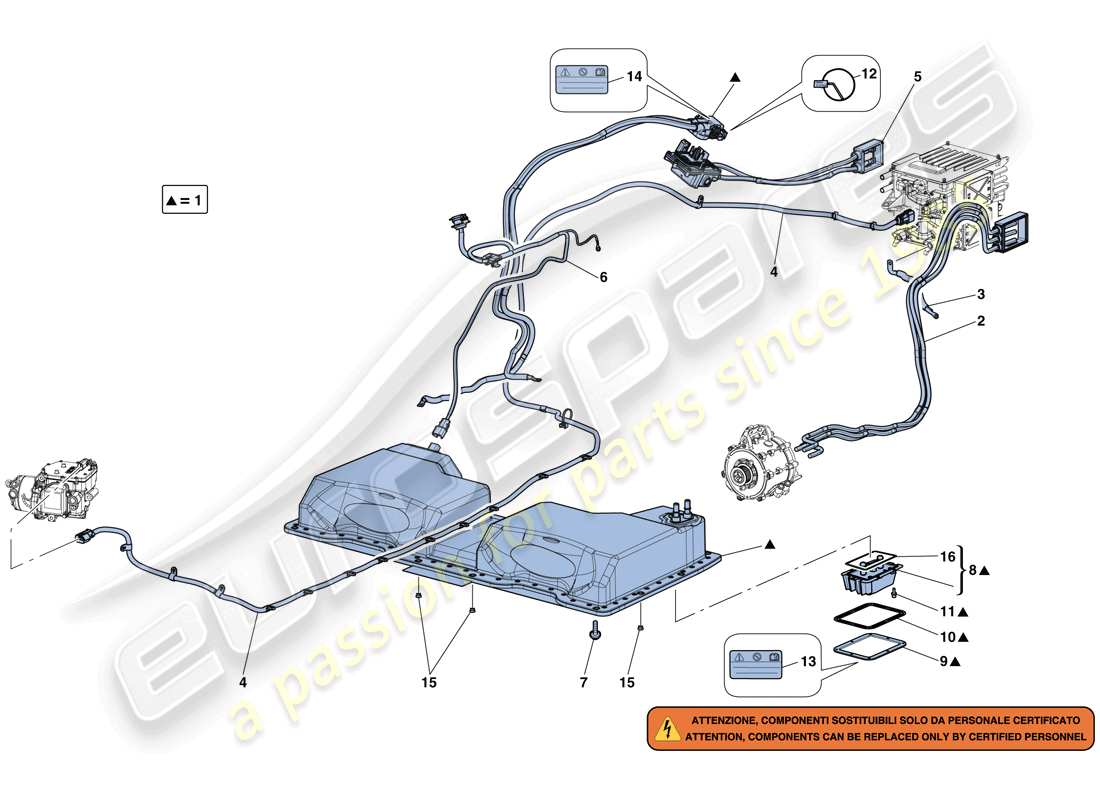 ferrari laferrari aperta (europe) hv battery and wiring harnesses part diagram