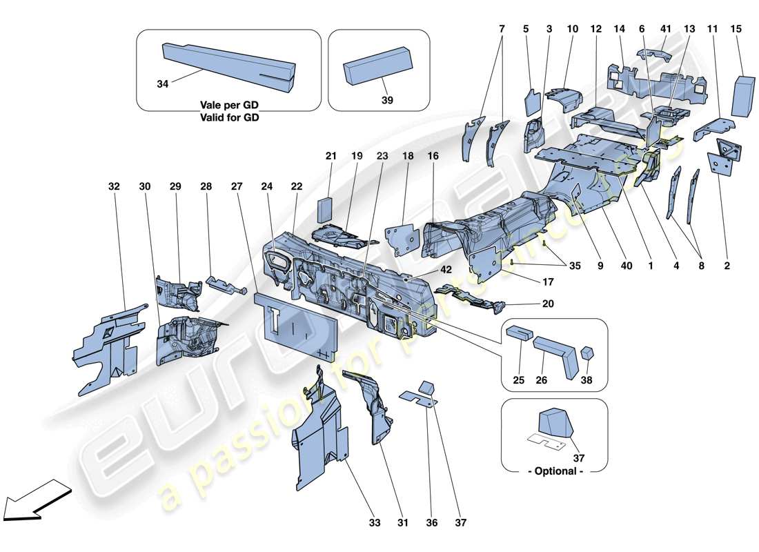 ferrari gtc4 lusso (europe) insulation part diagram