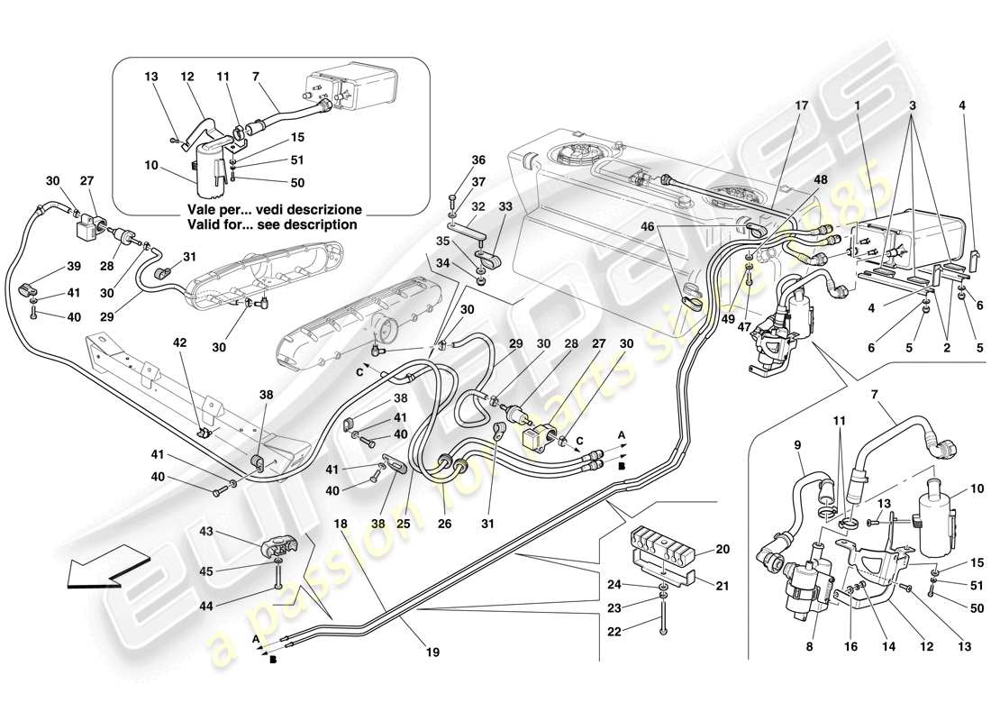 ferrari 612 sessanta (europe) evaporative emissions control system part diagram