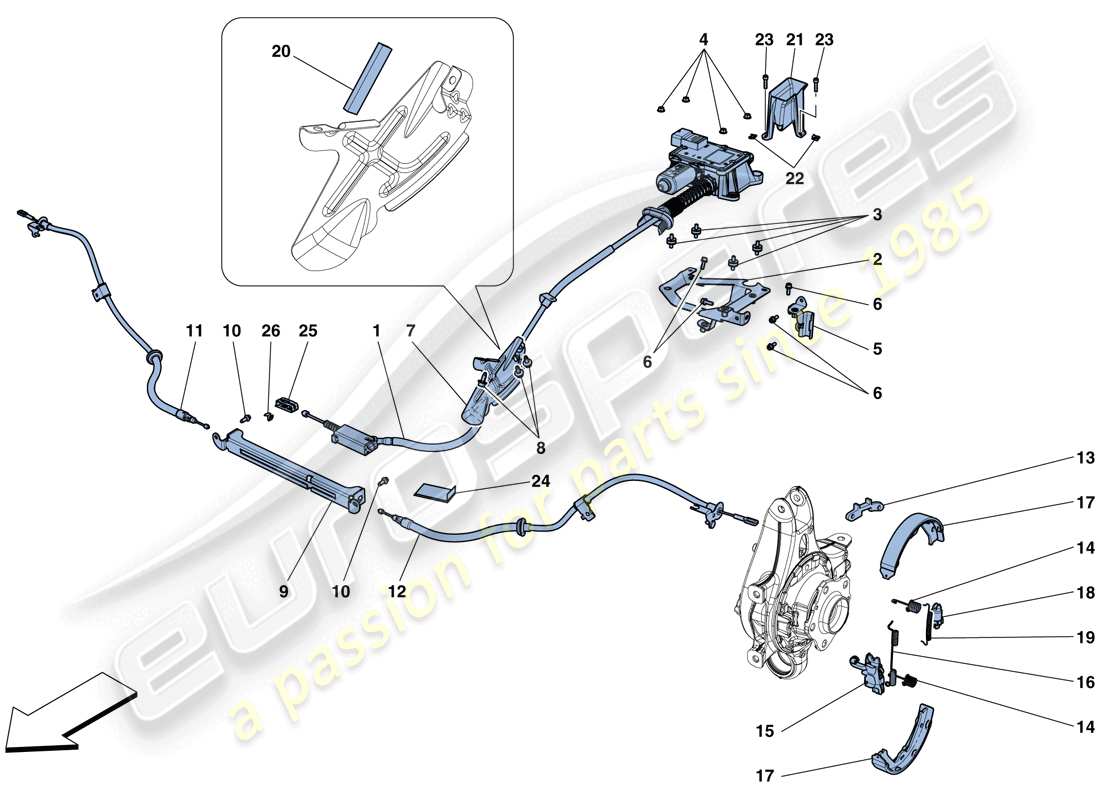 ferrari f12 berlinetta (rhd) parking brake control part diagram