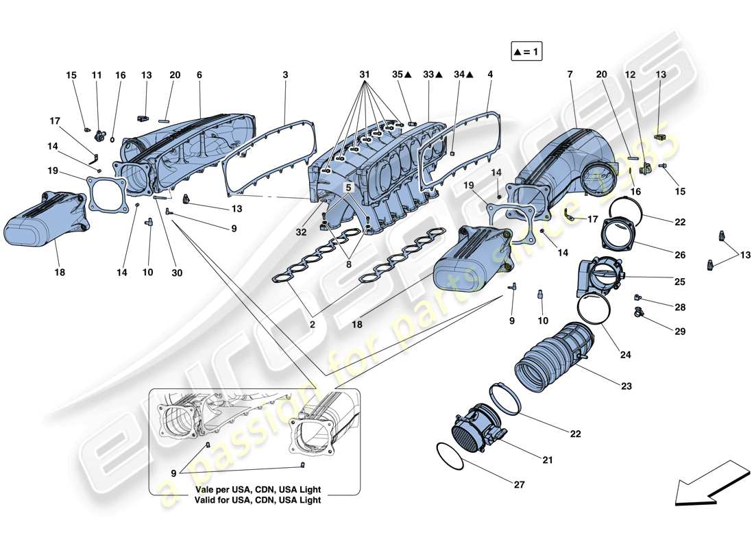 ferrari f12 berlinetta (rhd) intake manifold part diagram