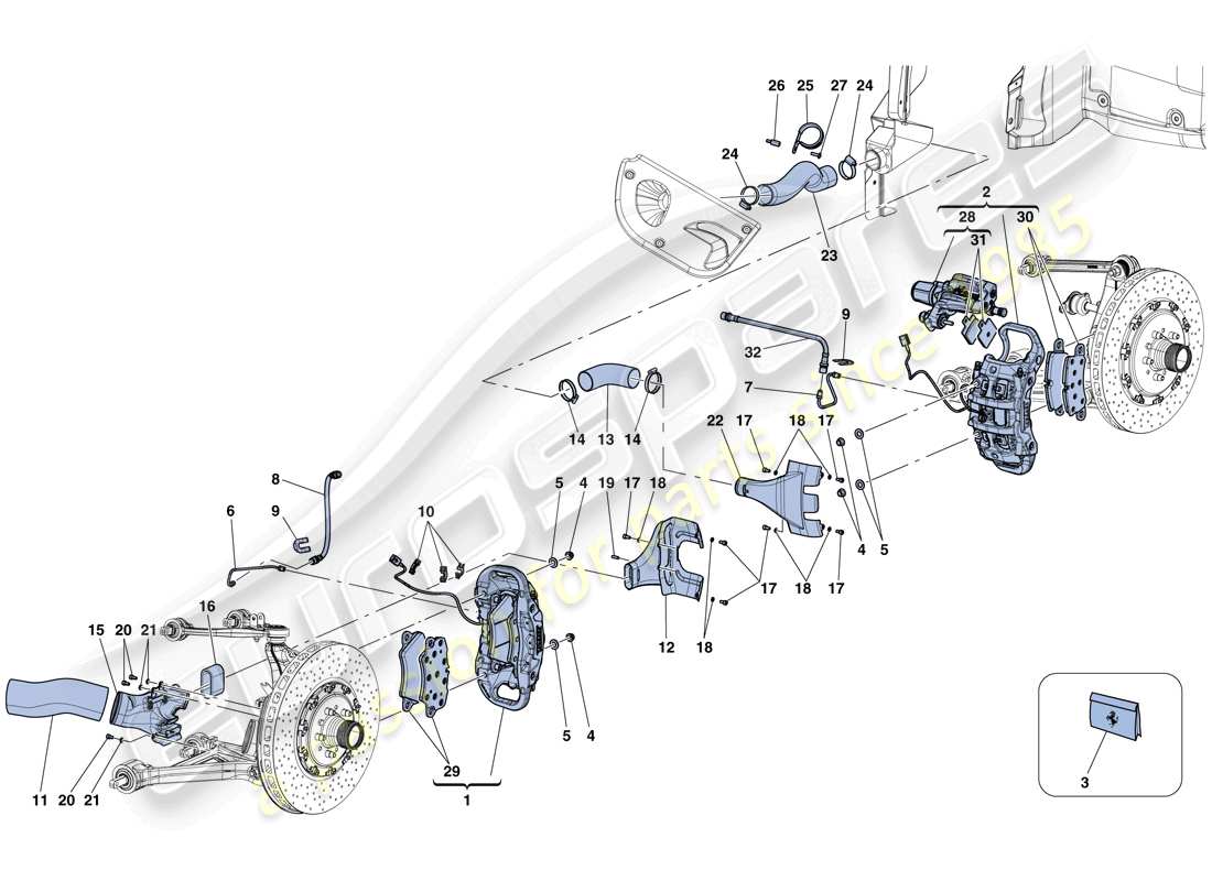 ferrari laferrari aperta (usa) front and rear brake calipers part diagram