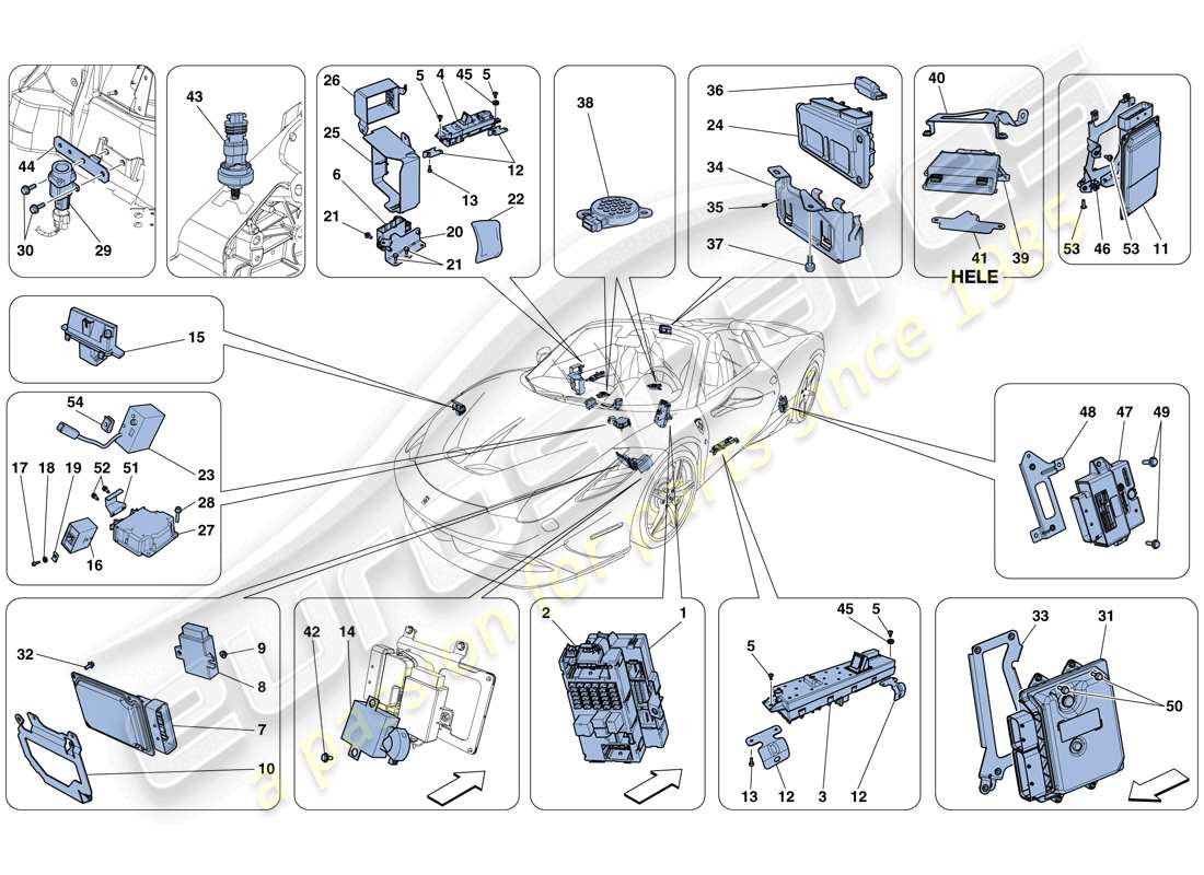 ferrari 458 speciale aperta (europe) vehicle ecus part diagram