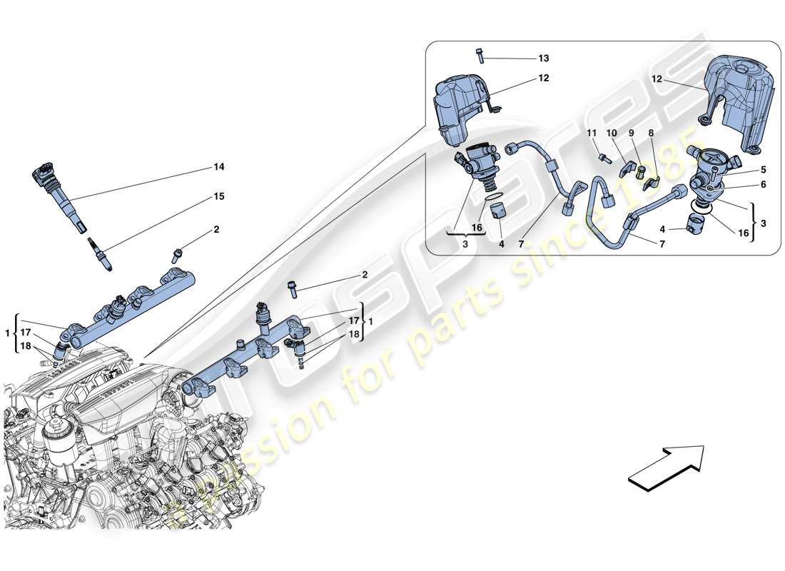 ferrari 488 spider (rhd) injection - ignition system part diagram