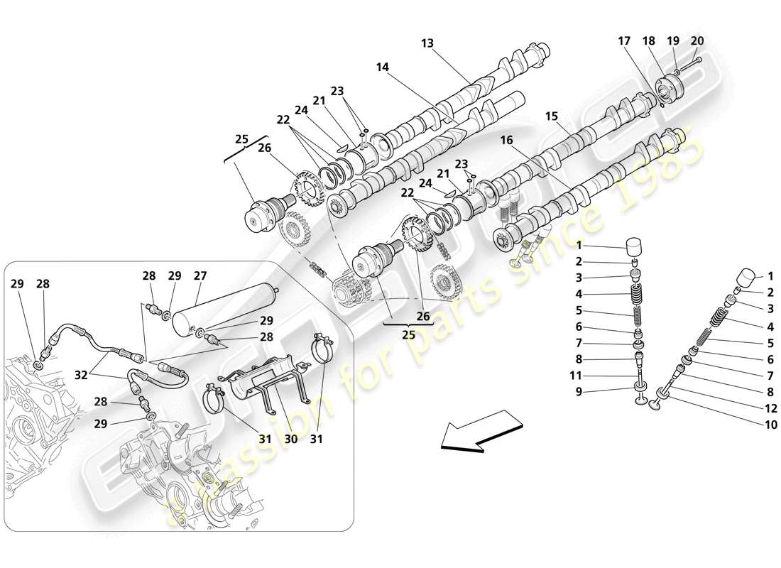 maserati trofeo timing - tappets part diagram