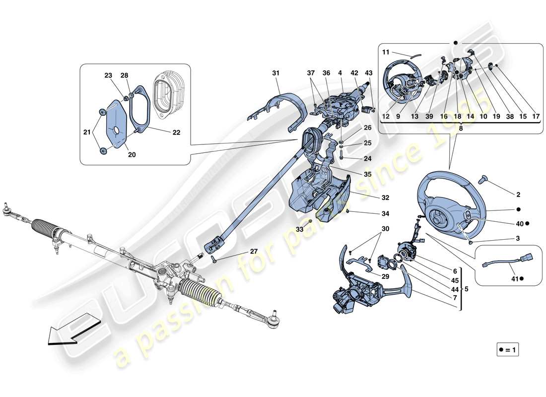 ferrari california t (rhd) steering control part diagram