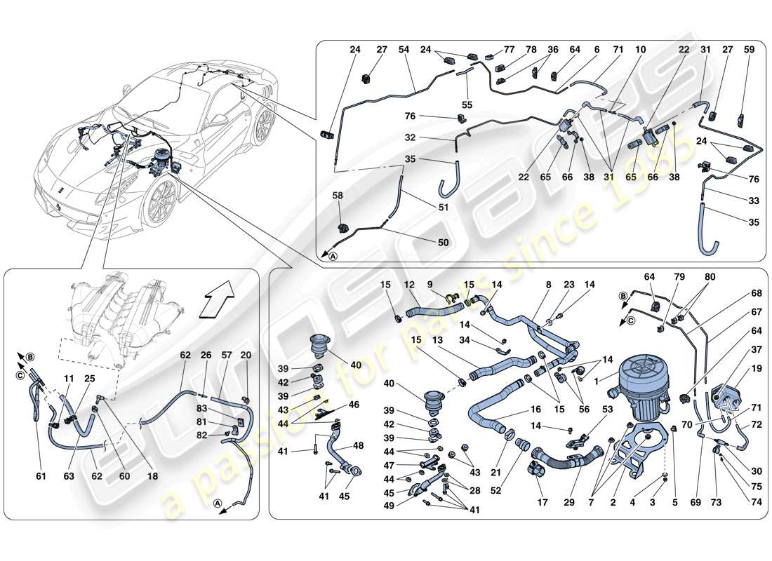 ferrari f12 tdf (europe) secondary air system part diagram