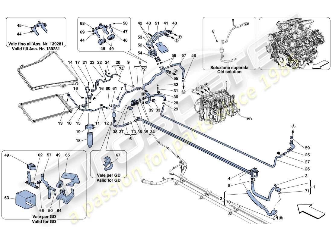 ferrari 488 spider (usa) ac system - water and freon part diagram