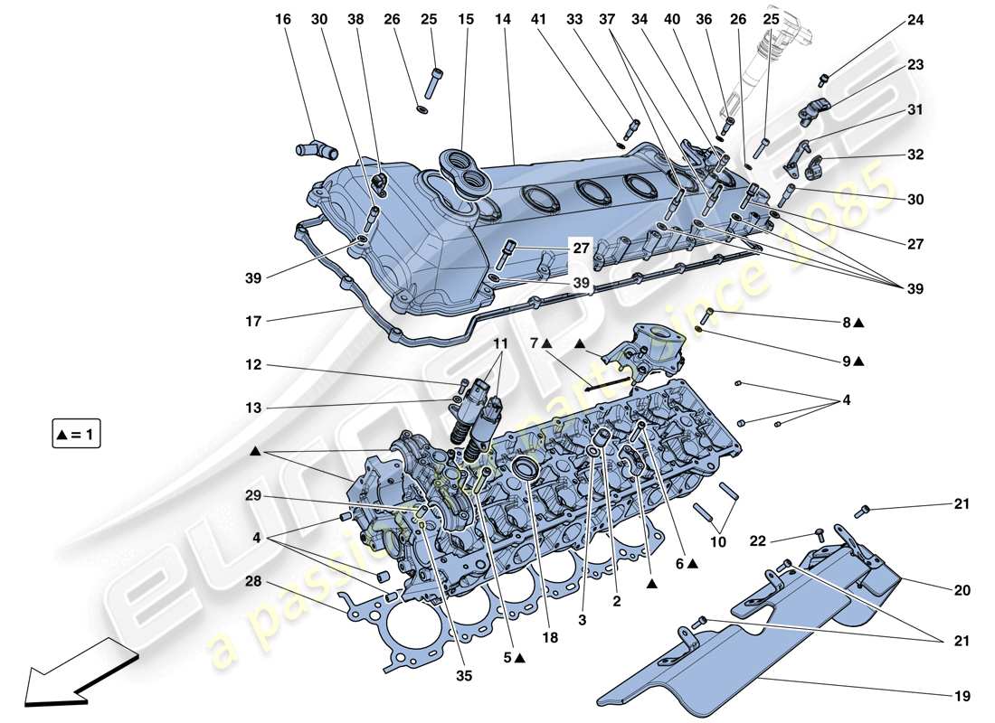 ferrari f12 tdf (rhd) left hand cylinder head part diagram