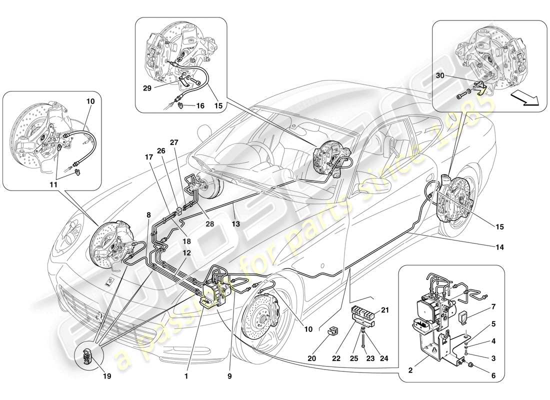 ferrari 612 sessanta (europe) brake system part diagram