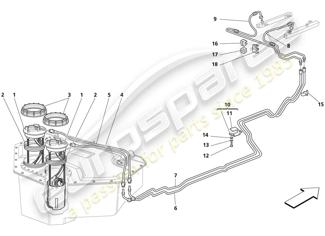 maserati trofeo fuel pump and pipes part diagram