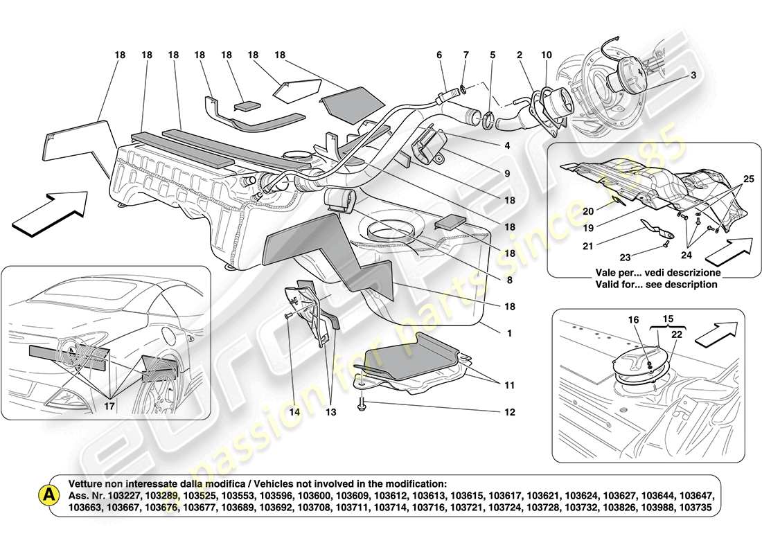 ferrari california (usa) fuel tank part diagram