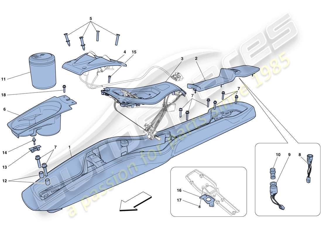 ferrari 458 spider (europe) tunnel - substructure and accessories part diagram