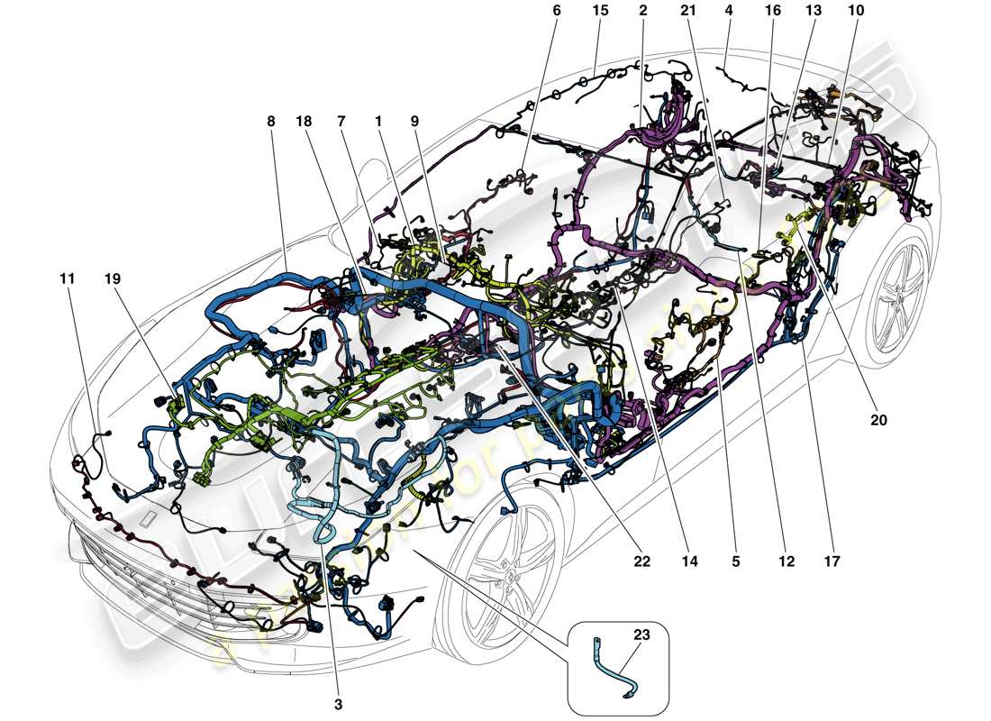 ferrari gtc4 lusso t (rhd) main wiring harnesses part diagram