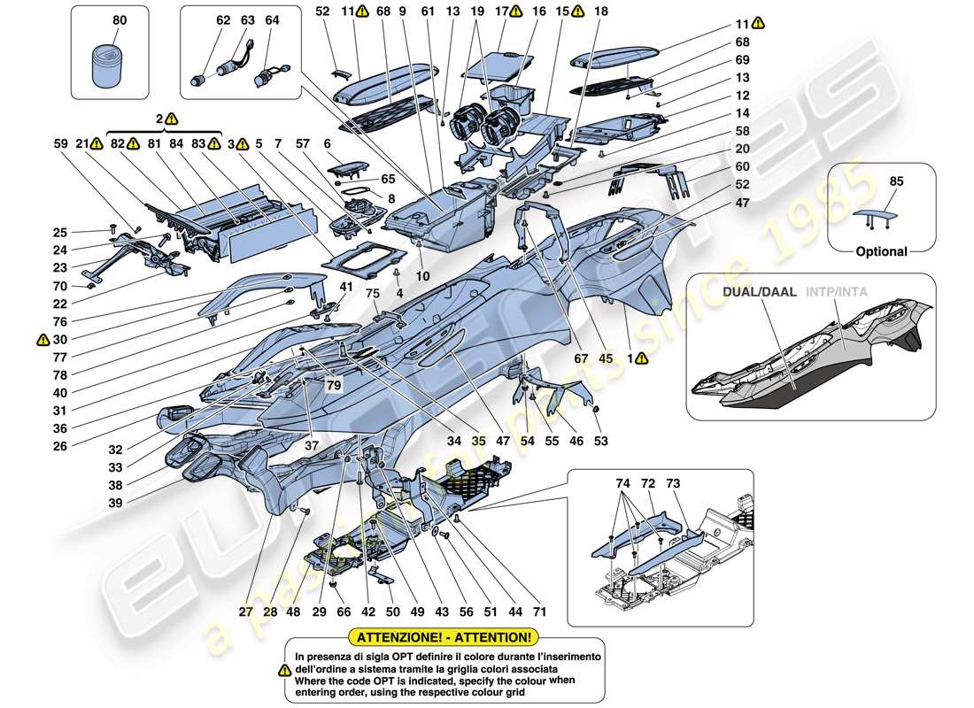 ferrari gtc4 lusso t (rhd) tunnel - substructure and accessories part diagram