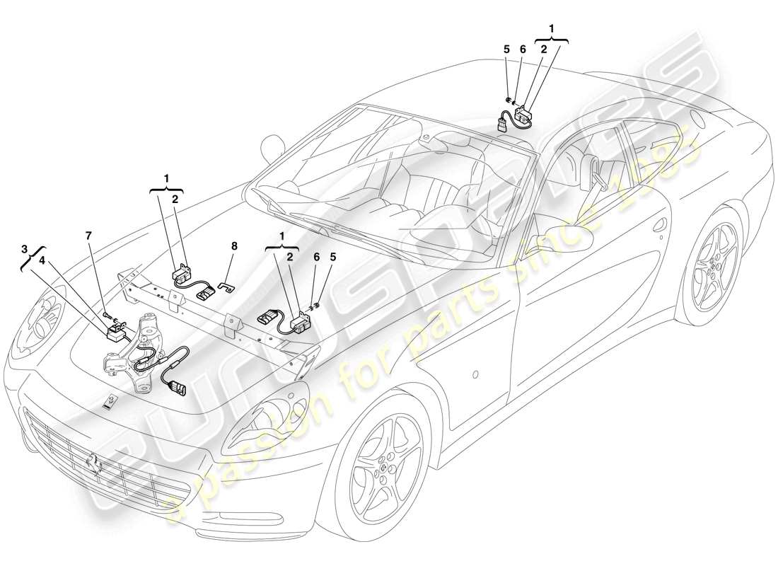 ferrari 612 sessanta (usa) acceleration sensors part diagram