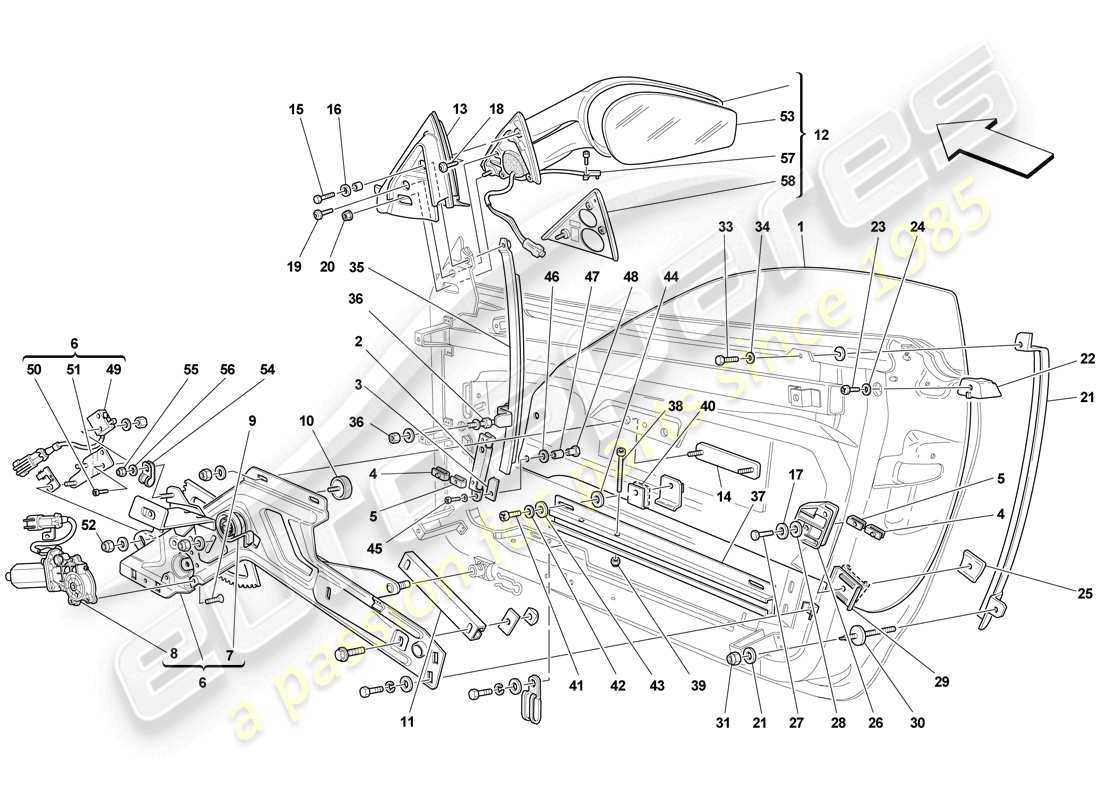 ferrari f430 scuderia (europe) doors - power windows and rear-view mirror part diagram