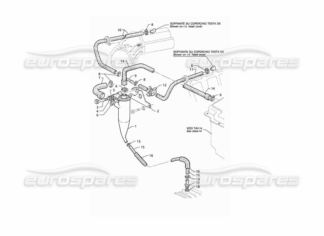 maserati qtp v8 (1998) oil vapour recovery part diagram