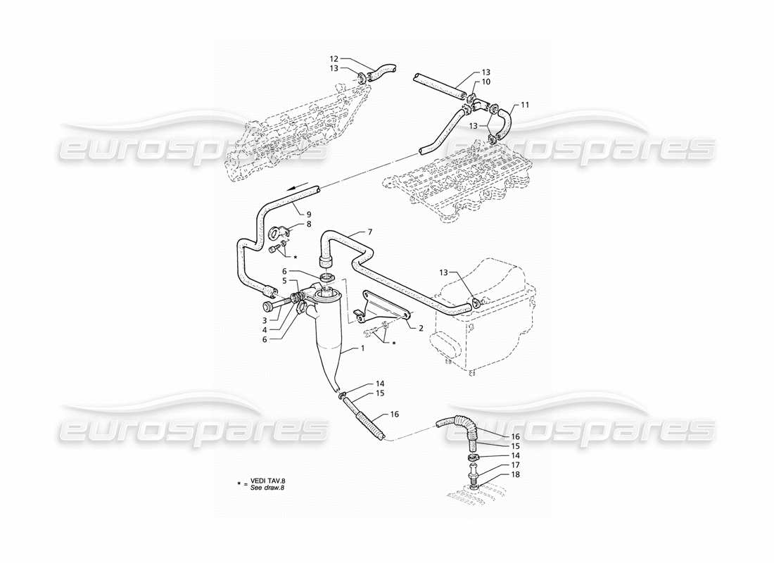 maserati qtp v6 (1996) oil vapour recovery parts diagram