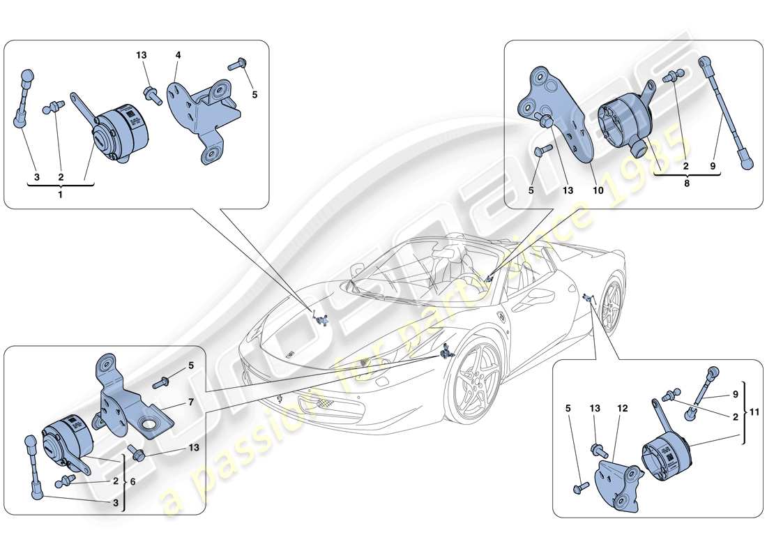 ferrari 458 spider (rhd) electronic management (suspension) part diagram