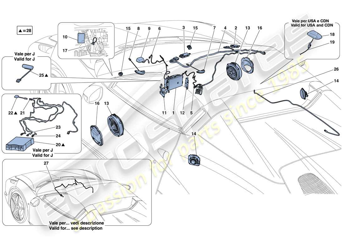 ferrari 458 speciale aperta (usa) hi-fi system part diagram