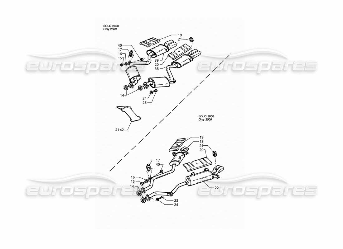 maserati qtp. 3.2 v8 (1999) rear exhaust system part diagram