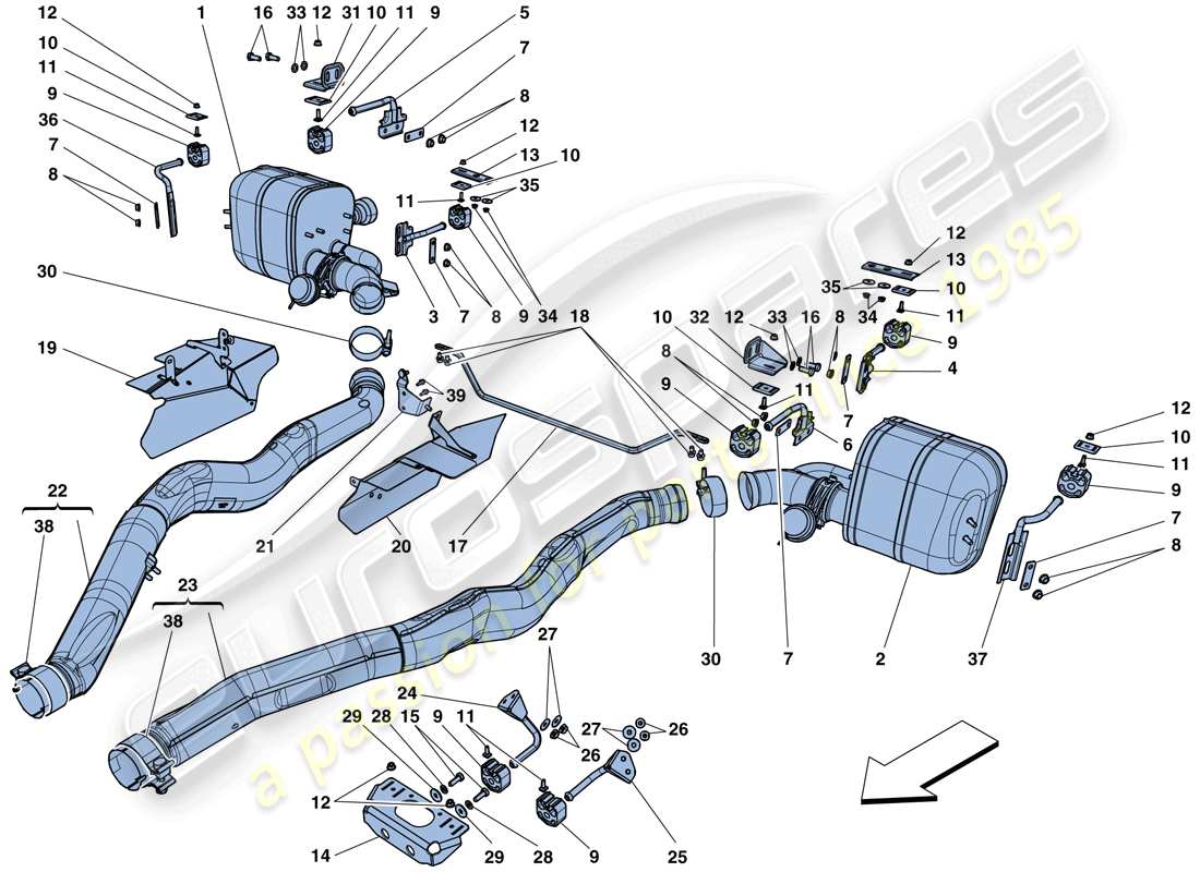 ferrari f12 berlinetta (rhd) silencers part diagram