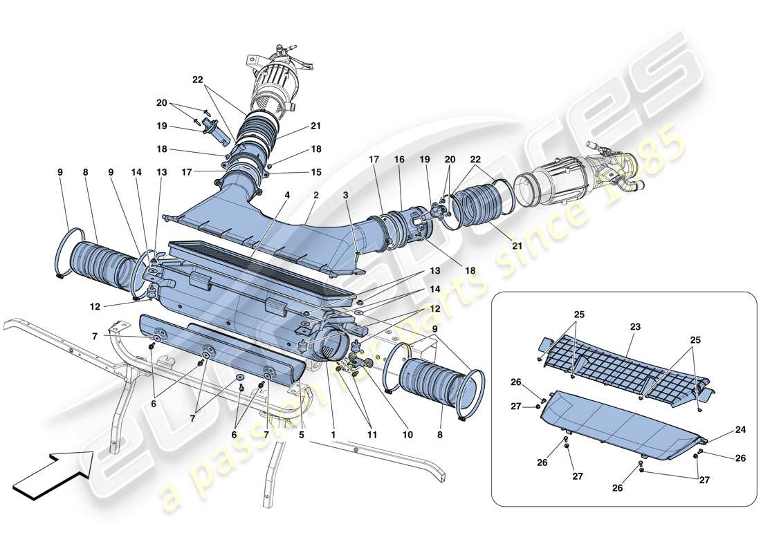 ferrari 488 spider (usa) air filter, air intake and ducts part diagram