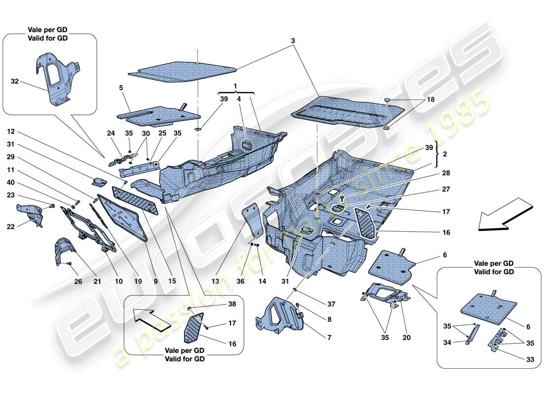 ferrari f12 berlinetta (rhd) passenger compartment mats part diagram