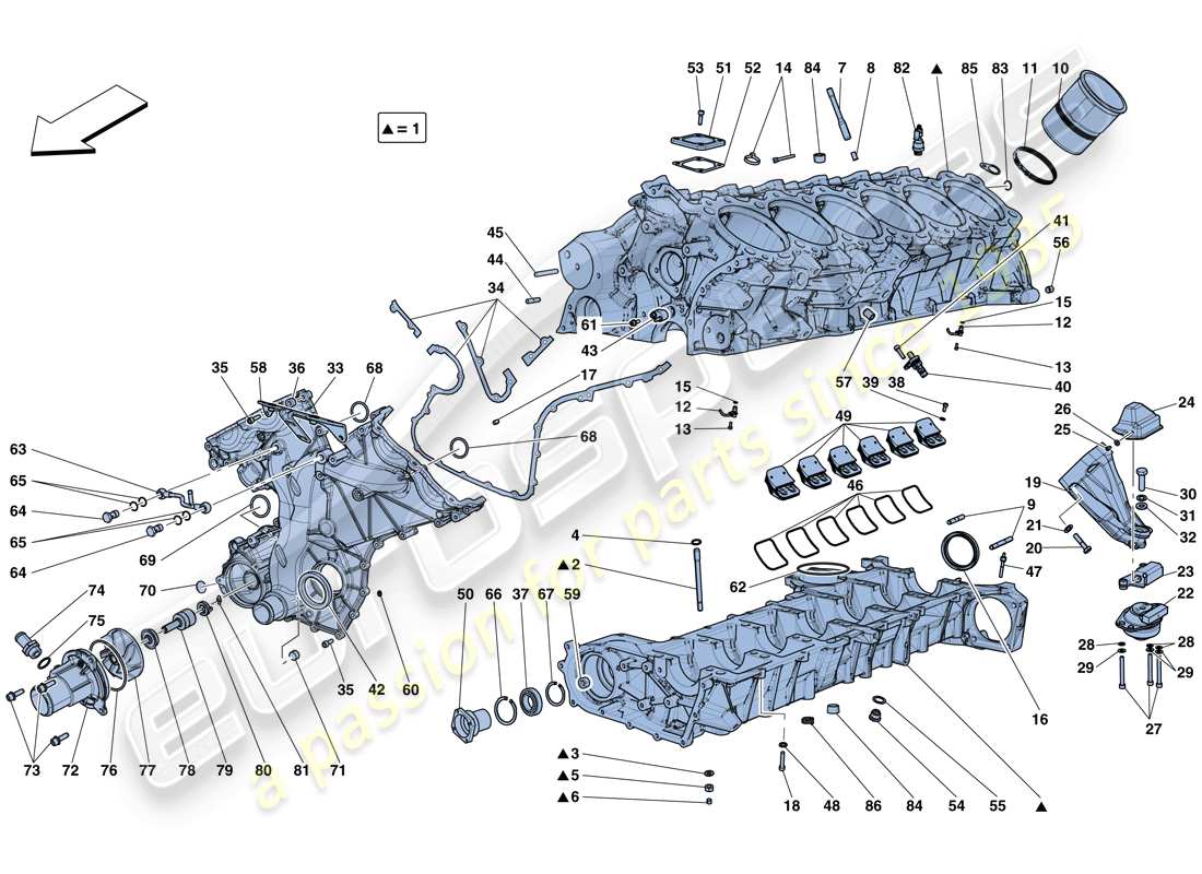 ferrari 812 superfast (rhd) crankcase parts diagram