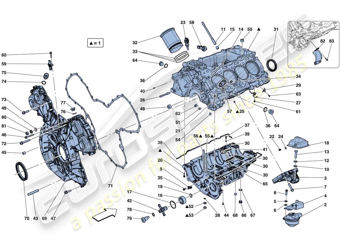 ferrari 488 spider (europe) crankcase part diagram