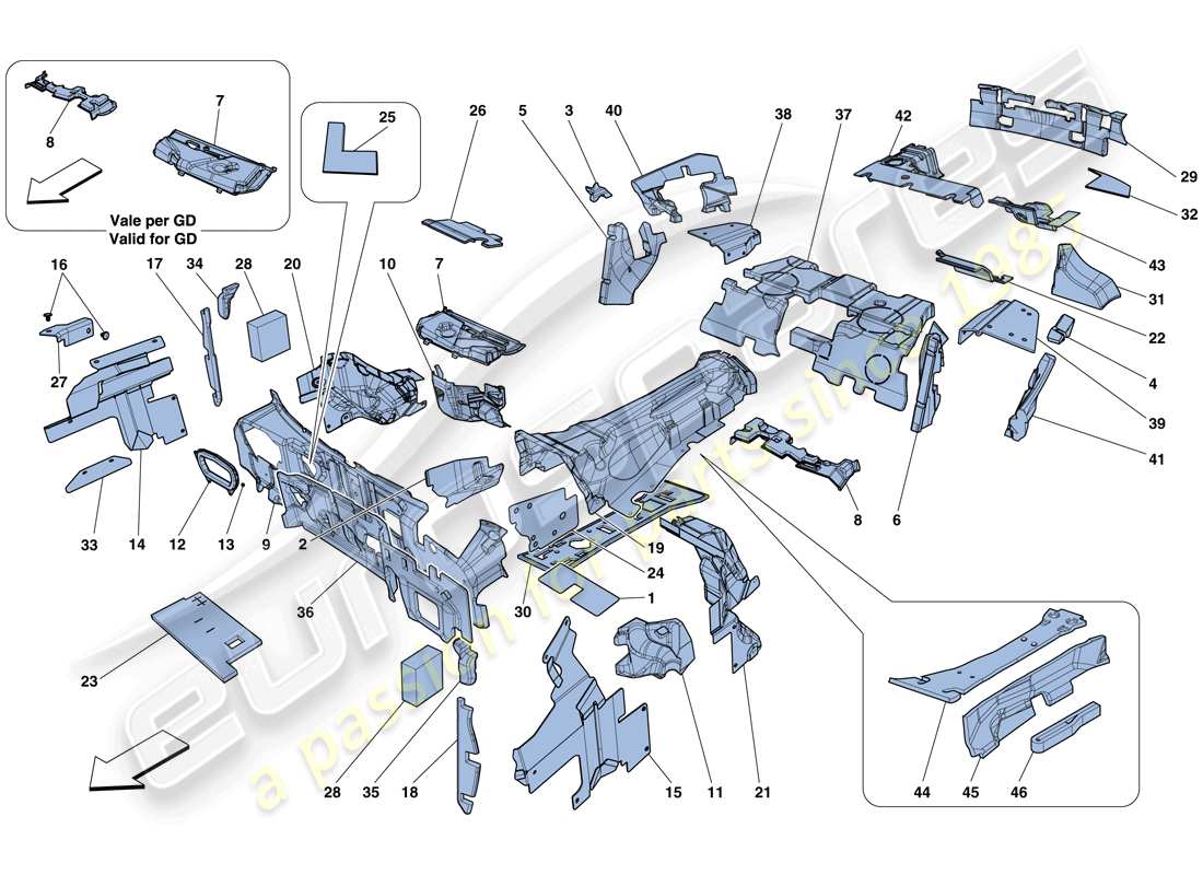 ferrari f12 berlinetta (rhd) insulation part diagram