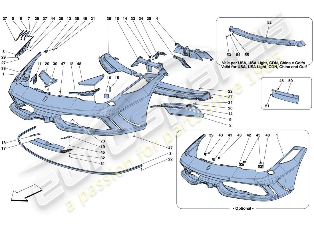 ferrari 458 speciale aperta (europe) front bumper part diagram