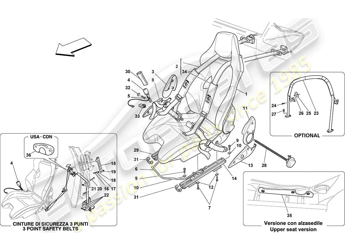 ferrari f430 coupe (europe) racing seat-4 point seat harness-rollbar part diagram