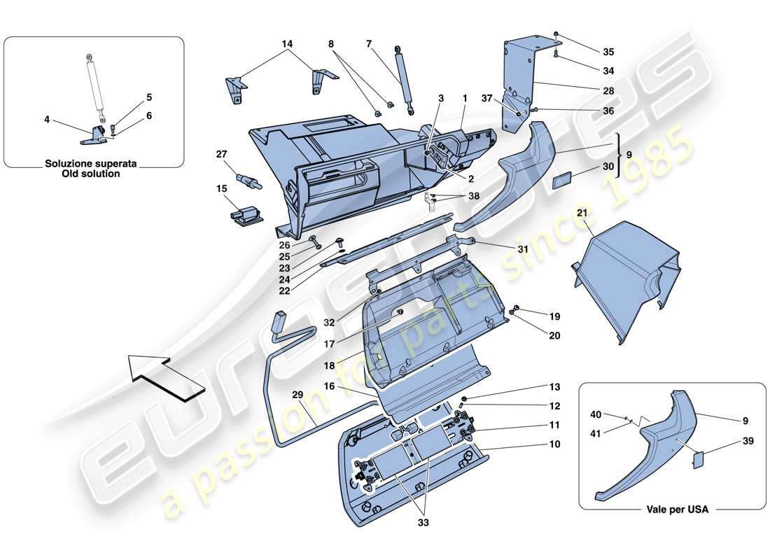 ferrari 458 italia (europe) glove compartment part diagram