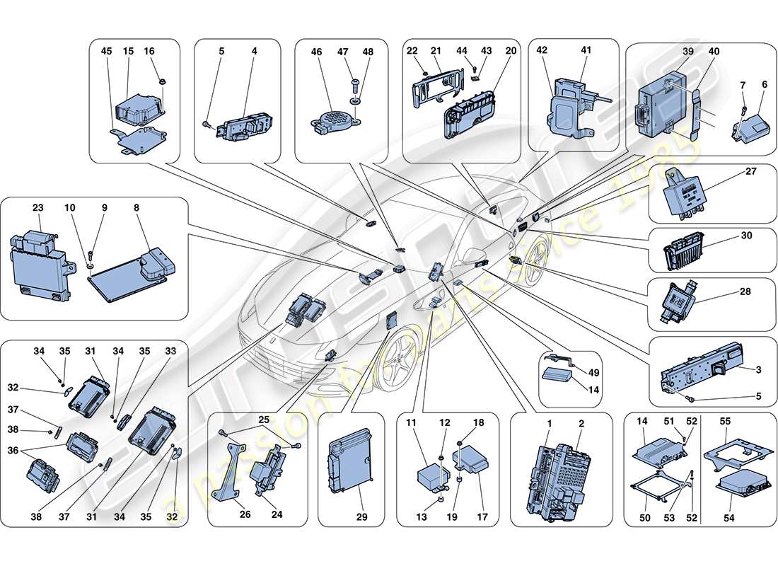 ferrari ff (rhd) vehicle ecus part diagram