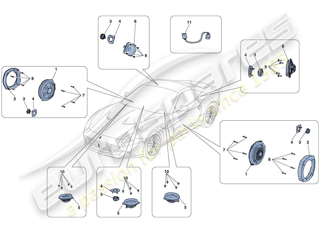 ferrari california t (usa) audio speaker system part diagram