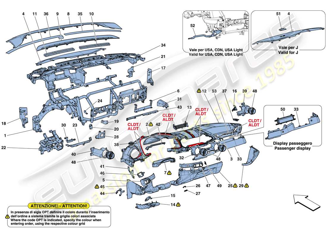 ferrari 812 superfast (rhd) dashboard part diagram