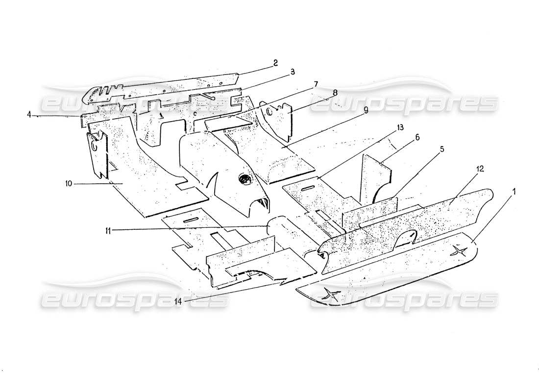 ferrari 330 gt 2+2 (coachwork) inner insulation (edizione 1 + 2) part diagram