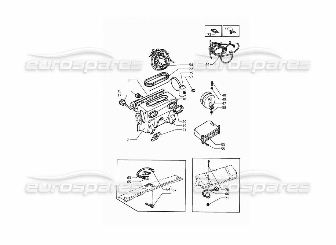 maserati qtp. 3.2 v8 (1999) automatic air conditioner assy (rh drive) part diagram