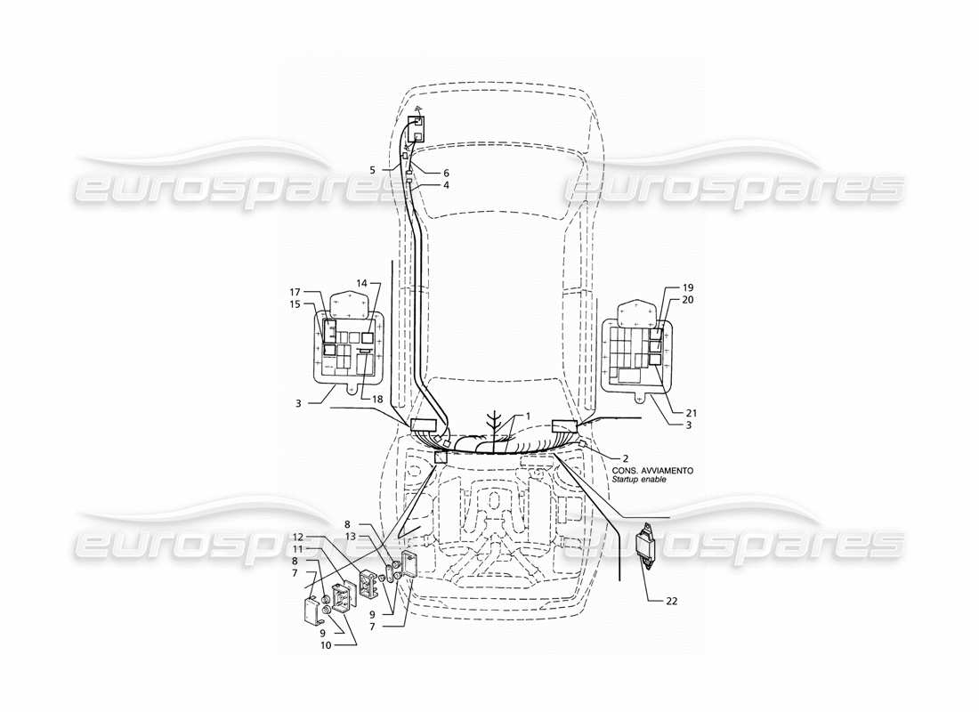 maserati ghibli 2.8 (abs) electrical system: dashboard and battery (lh drive) part diagram