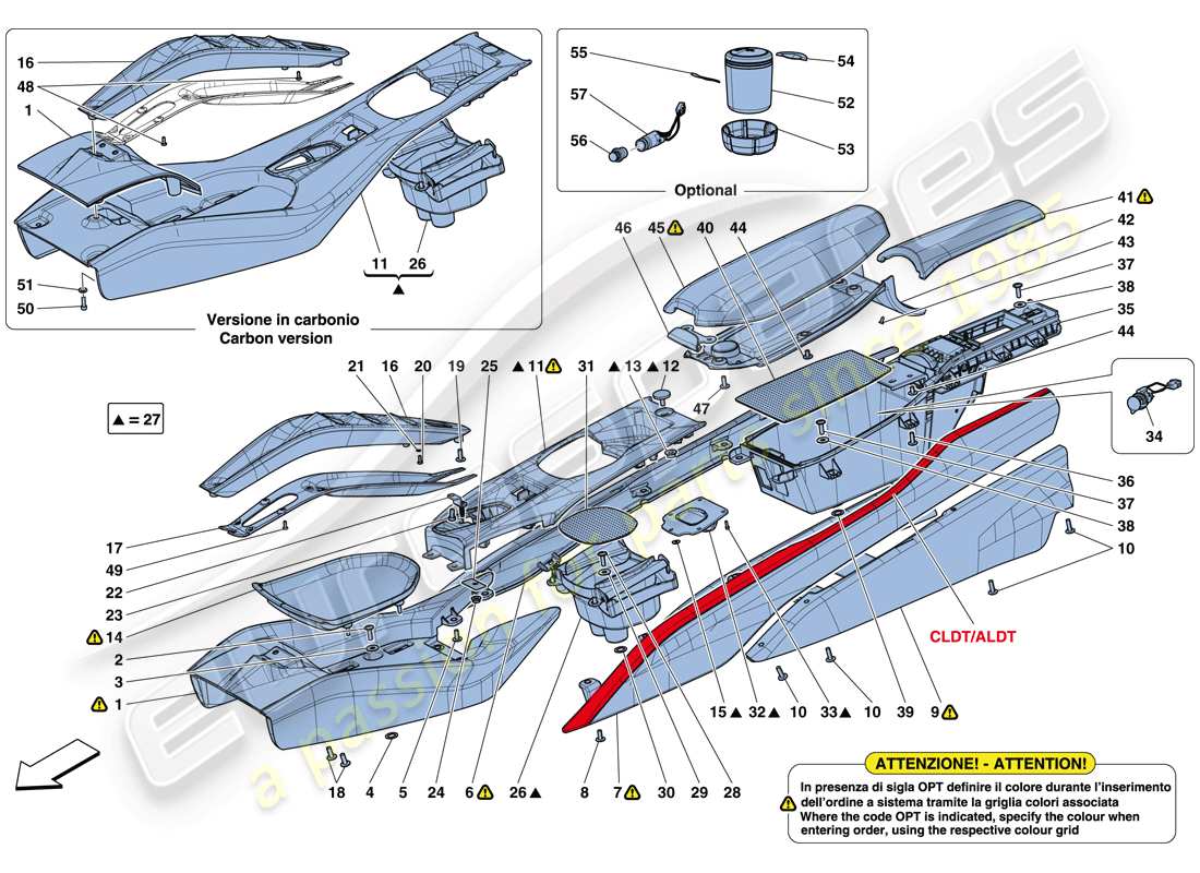 ferrari 812 superfast (rhd) tunnel - substructure and accessories part diagram