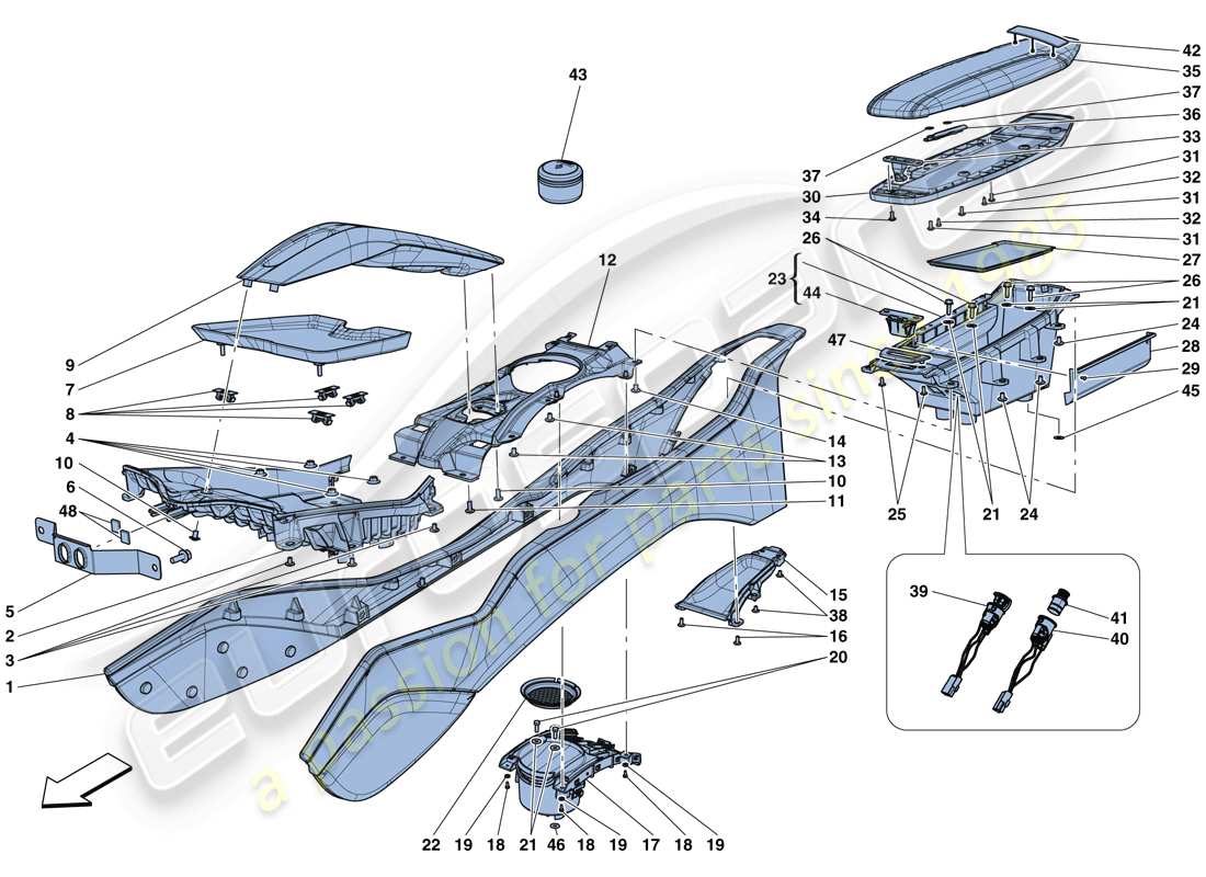 ferrari california t (rhd) tunnel - substructure and accessories part diagram